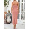imagePRETTYGARDEN Womens Maxi Dress 2025 Summer Spaghetti Wedding Guest Long Resort Wear Casual Bodycon Sun DressesPink