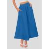 imagePRETTYGARDEN Womens Maxi Skirts 2025 Summer Trendy Ruffle High Waisted Casual Long Flowy Skirt with PocketsBlue