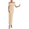 imagePRETTYGARDEN Womens Off The Shoulder Maxi Dresses 2025 Summer Formal Elegant Cocktail Party Wedding Guest Long DressApricot
