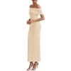 imagePRETTYGARDEN Womens Off The Shoulder Maxi Dresses 2025 Summer Formal Elegant Cocktail Party Wedding Guest Long DressApricot