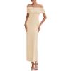 imagePRETTYGARDEN Womens Off The Shoulder Maxi Dresses 2025 Summer Formal Elegant Cocktail Party Wedding Guest Long DressApricot