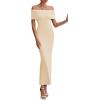imagePRETTYGARDEN Womens Off The Shoulder Maxi Dresses 2025 Summer Formal Elegant Cocktail Party Wedding Guest Long DressApricot