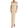 imagePRETTYGARDEN Womens Off The Shoulder Maxi Dresses 2025 Summer Formal Elegant Cocktail Party Wedding Guest Long DressApricot