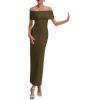 imagePRETTYGARDEN Womens Off The Shoulder Maxi Dresses 2025 Summer Formal Elegant Cocktail Party Wedding Guest Long DressArmy Green