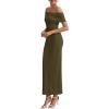imagePRETTYGARDEN Womens Off The Shoulder Maxi Dresses 2025 Summer Formal Elegant Cocktail Party Wedding Guest Long DressArmy Green