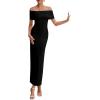 imagePRETTYGARDEN Womens Off The Shoulder Maxi Dresses 2025 Summer Formal Elegant Cocktail Party Wedding Guest Long DressBlack