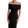 imagePRETTYGARDEN Womens Off The Shoulder Maxi Dresses 2025 Summer Formal Elegant Cocktail Party Wedding Guest Long DressBlack