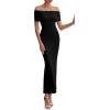 imagePRETTYGARDEN Womens Off The Shoulder Maxi Dresses 2025 Summer Formal Elegant Cocktail Party Wedding Guest Long DressBlack