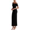 imagePRETTYGARDEN Womens Off The Shoulder Maxi Dresses 2025 Summer Formal Elegant Cocktail Party Wedding Guest Long DressBlack