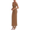 imagePRETTYGARDEN Womens Off The Shoulder Maxi Dresses 2025 Summer Formal Elegant Cocktail Party Wedding Guest Long DressDark Khaki