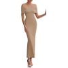 imagePRETTYGARDEN Womens Off The Shoulder Maxi Dresses 2025 Summer Formal Elegant Cocktail Party Wedding Guest Long DressLight Khaki