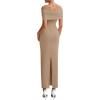 imagePRETTYGARDEN Womens Off The Shoulder Maxi Dresses 2025 Summer Formal Elegant Cocktail Party Wedding Guest Long DressLight Khaki