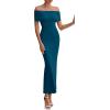 imagePRETTYGARDEN Womens Off The Shoulder Maxi Dresses 2025 Summer Formal Elegant Cocktail Party Wedding Guest Long DressPeacock Blue