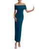 imagePRETTYGARDEN Womens Off The Shoulder Maxi Dresses 2025 Summer Formal Elegant Cocktail Party Wedding Guest Long DressPeacock Blue