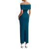 imagePRETTYGARDEN Womens Off The Shoulder Maxi Dresses 2025 Summer Formal Elegant Cocktail Party Wedding Guest Long DressPeacock Blue