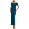 imagePRETTYGARDEN Womens Off The Shoulder Maxi Dresses 2025 Summer Formal Elegant Cocktail Party Wedding Guest Long DressPeacock Blue