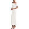 imagePRETTYGARDEN Womens Off The Shoulder Maxi Dresses 2025 Summer Formal Elegant Cocktail Party Wedding Guest Long DressWhite