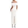 imagePRETTYGARDEN Womens Off The Shoulder Maxi Dresses 2025 Summer Formal Elegant Cocktail Party Wedding Guest Long DressWhite