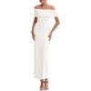 imagePRETTYGARDEN Womens Off The Shoulder Maxi Dresses 2025 Summer Formal Elegant Cocktail Party Wedding Guest Long DressWhite