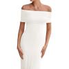 imagePRETTYGARDEN Womens Off The Shoulder Maxi Dresses 2025 Summer Formal Elegant Cocktail Party Wedding Guest Long DressWhite