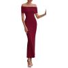 imagePRETTYGARDEN Womens Off The Shoulder Maxi Dresses 2025 Summer Formal Elegant Cocktail Party Wedding Guest Long DressWine Red