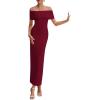 imagePRETTYGARDEN Womens Off The Shoulder Maxi Dresses 2025 Summer Formal Elegant Cocktail Party Wedding Guest Long DressWine Red