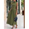 imagePRETTYGARDEN Womens Skirt Sets 2025 Summer Ruched Tank Tops Ruffle Maxi Skirts Wedding Guest Matching 2 Piece OutfitsArmy Green
