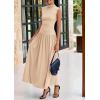 imagePRETTYGARDEN Womens Skirt Sets 2025 Summer Ruched Tank Tops Ruffle Maxi Skirts Wedding Guest Matching 2 Piece OutfitsBeige