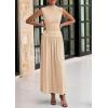 imagePRETTYGARDEN Womens Skirt Sets 2025 Summer Ruched Tank Tops Ruffle Maxi Skirts Wedding Guest Matching 2 Piece OutfitsBeige