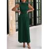 imagePRETTYGARDEN Womens Skirt Sets 2025 Summer Ruched Tank Tops Ruffle Maxi Skirts Wedding Guest Matching 2 Piece OutfitsDark Green