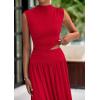 imagePRETTYGARDEN Womens Skirt Sets 2025 Summer Ruched Tank Tops Ruffle Maxi Skirts Wedding Guest Matching 2 Piece OutfitsRed