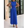 imagePRETTYGARDEN Womens Skirt Sets 2025 Summer Ruched Tank Tops Ruffle Maxi Skirts Wedding Guest Matching 2 Piece OutfitsRoyal Blue