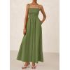 imagePRETTYGARDEN Womens Smocked Maxi Dresses 2025 Summer Beach Sundress Casual Spaghetti Strap Swing A Line Long Flowy DressArmy Green