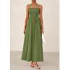 imagePRETTYGARDEN Womens Smocked Maxi Dresses 2025 Summer Beach Sundress Casual Spaghetti Strap Swing A Line Long Flowy DressArmy Green