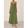 imagePRETTYGARDEN Womens Smocked Maxi Dresses 2025 Summer Beach Sundress Casual Spaghetti Strap Swing A Line Long Flowy DressArmy Green