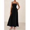 imagePRETTYGARDEN Womens Smocked Maxi Dresses 2025 Summer Beach Sundress Casual Spaghetti Strap Swing A Line Long Flowy DressBlack