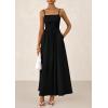 imagePRETTYGARDEN Womens Smocked Maxi Dresses 2025 Summer Beach Sundress Casual Spaghetti Strap Swing A Line Long Flowy DressBlack