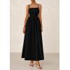 imagePRETTYGARDEN Womens Smocked Maxi Dresses 2025 Summer Beach Sundress Casual Spaghetti Strap Swing A Line Long Flowy DressBlack