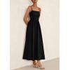 imagePRETTYGARDEN Womens Smocked Maxi Dresses 2025 Summer Beach Sundress Casual Spaghetti Strap Swing A Line Long Flowy DressBlack