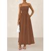 imagePRETTYGARDEN Womens Smocked Maxi Dresses 2025 Summer Beach Sundress Casual Spaghetti Strap Swing A Line Long Flowy DressBrown