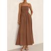 imagePRETTYGARDEN Womens Smocked Maxi Dresses 2025 Summer Beach Sundress Casual Spaghetti Strap Swing A Line Long Flowy DressBrown