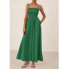imagePRETTYGARDEN Womens Smocked Maxi Dresses 2025 Summer Beach Sundress Casual Spaghetti Strap Swing A Line Long Flowy DressDark Green