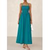 imagePRETTYGARDEN Womens Smocked Maxi Dresses 2025 Summer Beach Sundress Casual Spaghetti Strap Swing A Line Long Flowy DressLake Blue