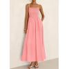 imagePRETTYGARDEN Womens Smocked Maxi Dresses 2025 Summer Beach Sundress Casual Spaghetti Strap Swing A Line Long Flowy DressPink