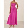 imagePRETTYGARDEN Womens Smocked Maxi Dresses 2025 Summer Beach Sundress Casual Spaghetti Strap Swing A Line Long Flowy DressRose Red
