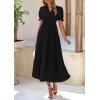 imagePRETTYGARDEN Womens Summer Casual Short Sleeve V Neck Midi Dresses 2025 Spring Aline Tiered Wedding Guest DressBlack