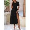 imagePRETTYGARDEN Womens Summer Casual Short Sleeve V Neck Midi Dresses 2025 Spring Aline Tiered Wedding Guest DressBlack