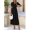 imagePRETTYGARDEN Womens Summer Casual Short Sleeve V Neck Midi Dresses 2025 Spring Aline Tiered Wedding Guest DressBlack