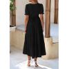imagePRETTYGARDEN Womens Summer Casual Short Sleeve V Neck Midi Dresses 2025 Spring Aline Tiered Wedding Guest DressBlack
