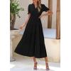 imagePRETTYGARDEN Womens Summer Casual Short Sleeve V Neck Midi Dresses 2025 Spring Aline Tiered Wedding Guest DressBlack